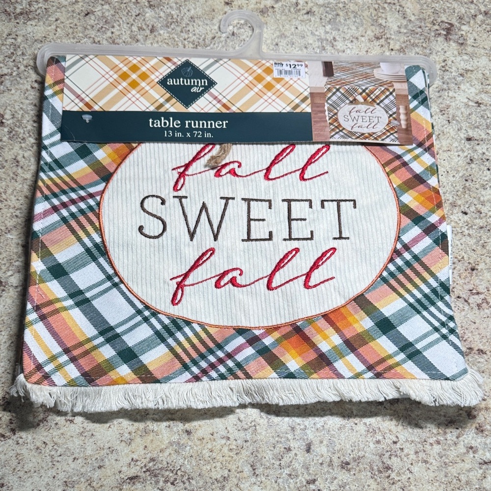 Autumn Table Runner with Plaid Design